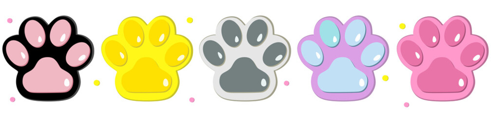 Set of painted antistress squishies of different colors, isolated on transparent background. Children's toy. Graphic illustration.