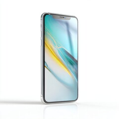 realistic smartphone isolated on white background, modern model, clean studio lighting