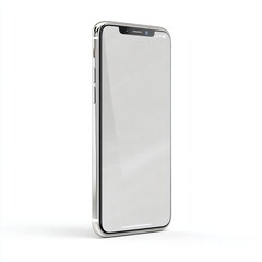 realistic smartphone isolated on white background, modern model, clean studio lighting