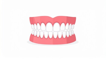 Human Jaw with Complete Set of Teeth Dental Anatomy Illustration