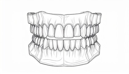 Human Jaw Anatomy Complete Set of Teeth - Medical Illustration