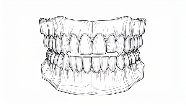 Human Jaw Anatomy Complete Set of Teeth - Medical Illustration