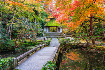 The marvelous Honen-in Temple during fall season in Kyoto, Sakyo ward, Japan.