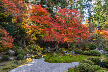 The beautiful Manshu-in Temple during fall season in Kyoto, Sakyo ward, Japan.