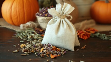 Autumnal Herbal Sachet: Dried Flowers and Herbs