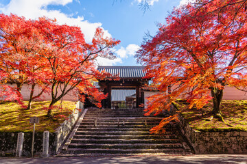 The beautiful Manshu-in Temple during fall season in Kyoto, Sakyo ward, Japan.