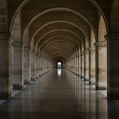 Obraz premium Symmetrical architectural detail. Shoot a head-on image of a repeating element (arches, columns, or windows). Horizontal framing can showcase the full row of repeats, whereas vertical framing zooms in