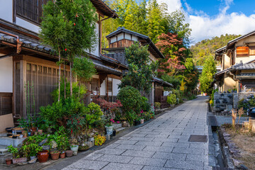 A picturesque street in Ukyo ward in Kyoto, Japan.