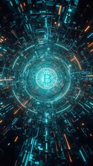 Fototapeta premium Digital representation showcases the intersection of blockchain technology and healthcare