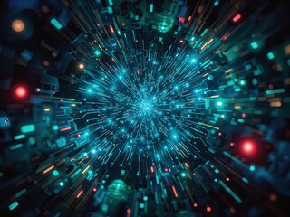 Naklejka premium Exploring blockchain technology's impact on healthcare through vibrant digital visualization