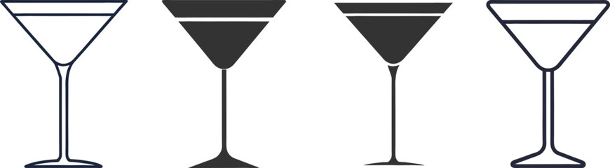 Silhouette Cocktail Glass Flat Illustration in Simple Minimalist Style