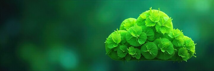 Vibrant green leaves being uploaded to a cloud server, symbolizing digital environmentalism and sustainable technology Perfect for eco-friendly tech websites and presentations , environment, web