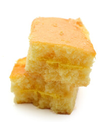 There was a small cake on a white background 
