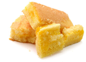 There was a small cake on a white background 
