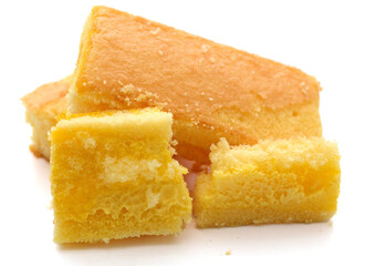 There was a small cake on a white background 
