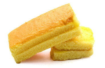 There was a small cake on a white background 
