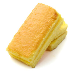 There was a small cake on a white background 
