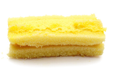 There was a small cake on a white background 
