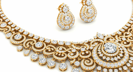 Elegant Gold & Crystal Necklace Set: Bridal Jewelry Inspiration