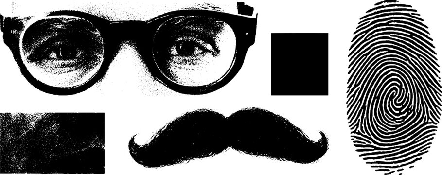 Vintage engraving elements with stippling and halftone texture for retro design