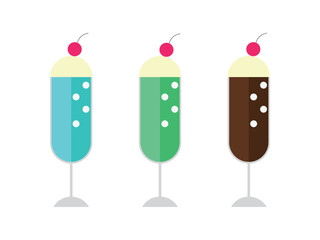 クリームソーダのアイコンのイラストのセット