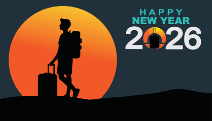 Fototapeta premium 2026 new year Tourism concept Vector Illustration.