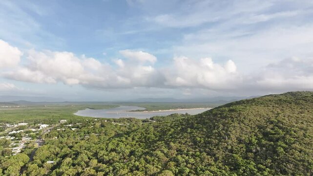 Aerial footage of Cooktown Queensland Australia