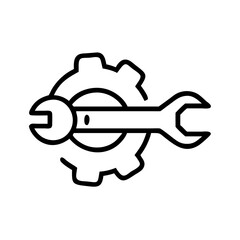 Obraz premium Wrench and gear icon representing machine repair and maintenance 