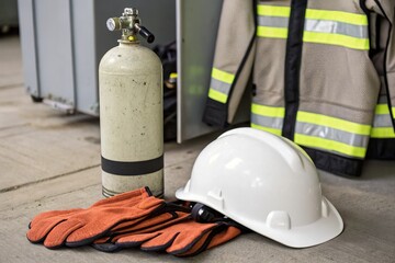 Oxygen cylinder mockup with valve and editable safety label area