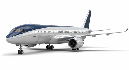 Modern Passenger Airplane:  Detailed 3D Render of a Commercial Aircraft