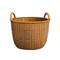 Large Wicker Basket with Handles, Isolated on transparent Background