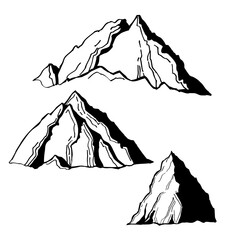 Hand drawn mountains . Vector sketch  illustration.