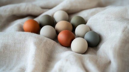 Earthy Tones Wooden Beads on Linen Fabric