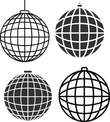 Silhouette Disco Ball Flat Illustration in Simple Minimalist Style