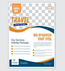  Creative and modern travel flyer mockup design layout.