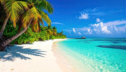 Tropical Paradise: Idyllic Beach Scene with Crystal Clear Waters