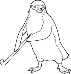 Penguin Field hockey Hockey stick Animal Vector Graphic Art Illustration