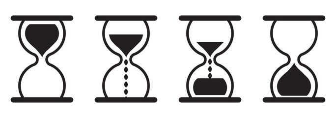 Collection of hourglass icons. Symbol of time, waiting or loading. Isolated vector illustration on white background.