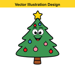Happy cartoon christmas tree vector illustration design