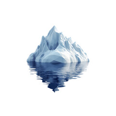 Obraz premium Low Poly Iceberg Floating in Water with Reflections on a transparent background.