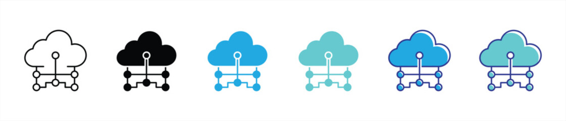 cloud computing icon set. containing data connectivity and the future of cloud infrastructure, icon thin line and color style symbol sign for your app and web. vector illustration
