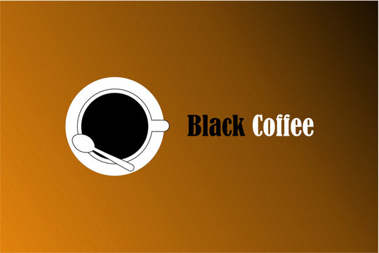 Black coffee background, Black strong coffee logo design, for cafe cover, magazine, menu book and other uses
