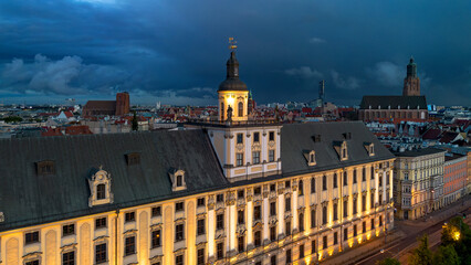 Main building of the University of Wrocław, Lower Silesian Voivodeship, Poland.