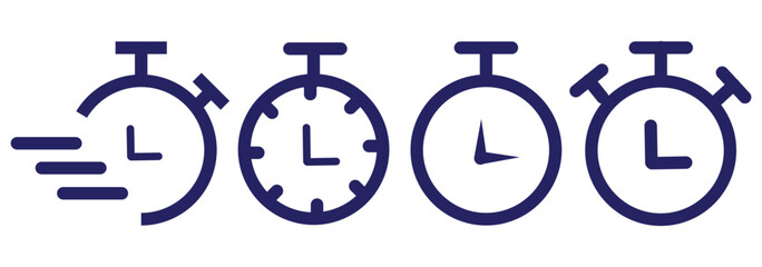 Stopwatch icons set. Timer symbol. Outline stopwatch icon