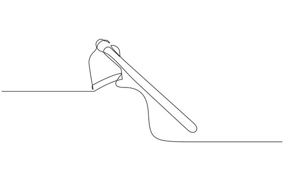 recommend clip art: One line art Garden Hoe Tool vector illustration. line art, one continuous line, Continuous one line art Hoe tool editable outline.