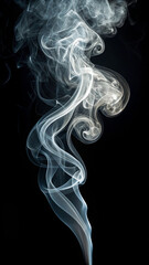 Elegant swirling smoke against a black background evoking abstract art and texture