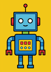 Cute Friendly Robot Character Vector