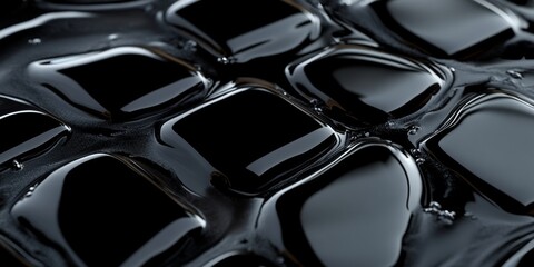 Obraz premium Abstract close-up of intertwining dark oils forming intricate patterns against a black backdrop.