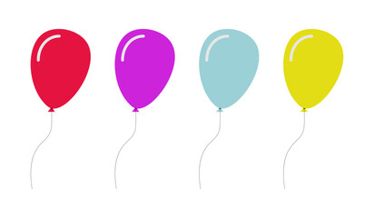 Four colorful balloons floating on white background © MDNURUL