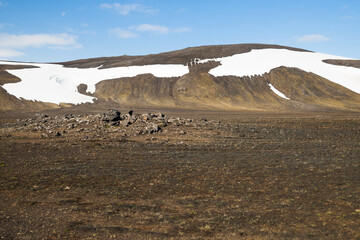 Lonely icelandic highland in Iceland during a sunny day